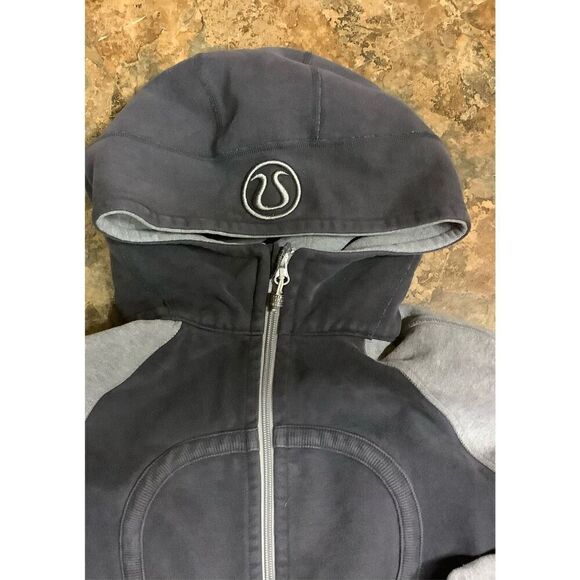 7* LULULEMON SCUBA RARE 2 TONE GRAY FLEECE LINED HOOD HOODIE SWEATSHIRT JACKET 8 - Picture 5 of 8